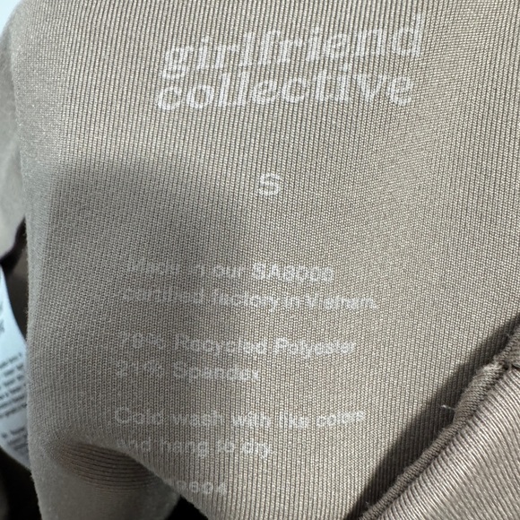 Girlfriend Collective High Waisted Biker Shorts Tan - Picture 4 of 9